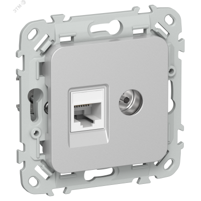 FLITE Розетка 2-местная RJ45/TV категория 5Е UTP РКТВ5е-2-0-ФлА алюминий IEK