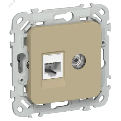 FLITE Розетка 2-местная RJ45/TV категория 5Е UTP РКТВ5е-2-0-ФлХ хаки IEK