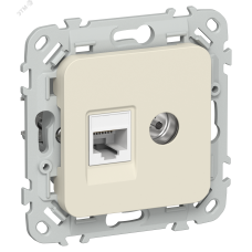 FLITE Розетка 2-местная RJ45/TV категория 5Е UTP РКТВ5е-2-0-ФлСл сливочный IEK