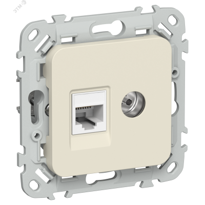 FLITE Розетка 2-местная RJ45/TV категория 5Е UTP РКТВ5е-2-0-ФлСл сливочный IEK