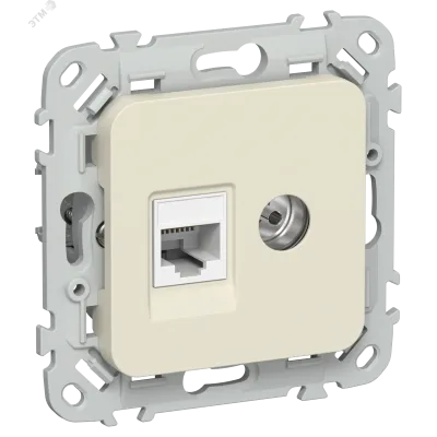 FLITE Розетка 2-местная RJ45/TV категория 5Е UTP РКТВ5е-2-0-ФлСл сливочный IEK