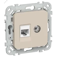 FLITE Розетка 2-местная RJ45/TV категория 5Е UTP РКТВ5е-2-0-ФлЛ льняной IEK