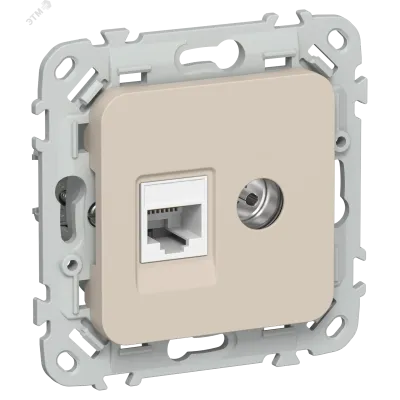 FLITE Розетка 2-местная RJ45/TV категория 5Е UTP РКТВ5е-2-0-ФлЛ льняной IEK