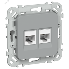 FLITE Розетка 2-местная компьютерная RJ45 категория 5Е UTP РК5е-2-0-ФлС серый IEK