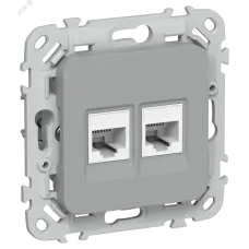 FLITE Розетка 2-местная компьютерная RJ45 категория 5Е UTP РК5е-2-0-ФлС серый IEK