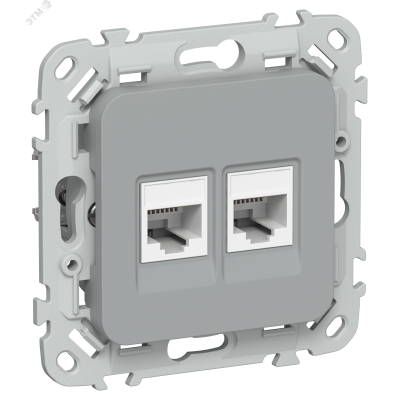 FLITE Розетка 2-местная компьютерная RJ45 категория 5Е UTP РК5е-2-0-ФлС серый IEK