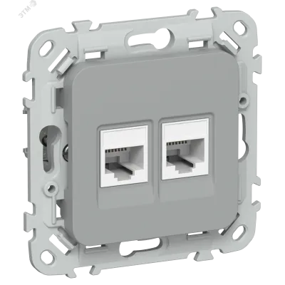 FLITE Розетка 2-местная компьютерная RJ45 категория 5Е UTP РК5е-2-0-ФлС серый IEK