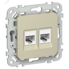 FLITE Розетка 2-местная компьютерная RJ45 категория 5Е UTP РК5е-2-0-ФлШ шампань IEK
