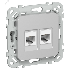 FLITE Розетка 2-местная компьютерная RJ45 категория 5Е UTP РК5е-2-0-ФлА алюминий IEK