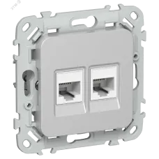 FLITE Розетка 2-местная компьютерная RJ45 категория 5Е UTP РК5е-2-0-ФлА алюминий IEK