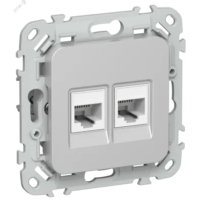 FLITE Розетка 2-местная компьютерная RJ45 категория 5Е UTP РК5е-2-0-ФлА алюминий IEK
