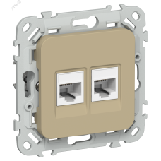 FLITE Розетка 2-местная компьютерная RJ45 категория 5Е UTP РК5е-2-0-ФлХ хаки IEK