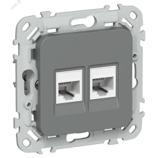 FLITE Розетка 2-местная компьютерная RJ45 категория 5Е UTP РК5е-2-0-ФлМа мокрый асфальт IEK