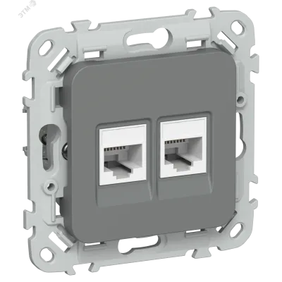 FLITE Розетка 2-местная компьютерная RJ45 категория 5Е UTP РК5е-2-0-ФлМа мокрый асфальт IEK