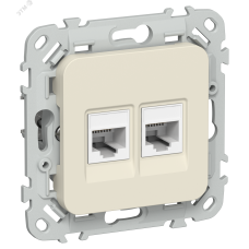 FLITE Розетка 2-местная компьютерная RJ45 категория 5Е UTP РК5е-2-0-ФлСл сливочный IEK