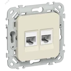 FLITE Розетка 2-местная компьютерная RJ45 категория 5Е UTP РК5е-2-0-ФлСл сливочный IEK