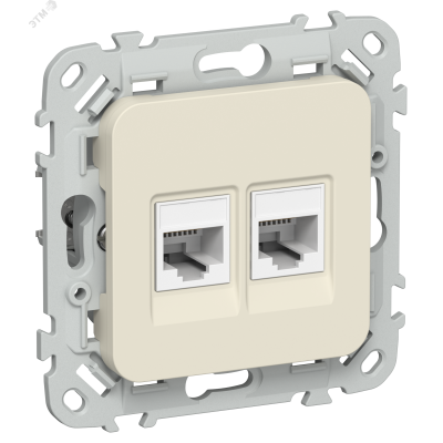 FLITE Розетка 2-местная компьютерная RJ45 категория 5Е UTP РК5е-2-0-ФлСл сливочный IEK