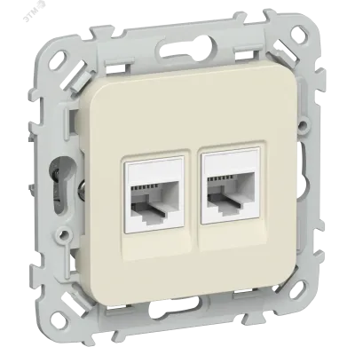 FLITE Розетка 2-местная компьютерная RJ45 категория 5Е UTP РК5е-2-0-ФлСл сливочный IEK
