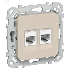 FLITE Розетка 2-местная компьютерная RJ45 категория 5Е UTP РК5е-2-0-ФлЛ льняной IEK