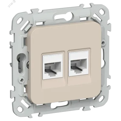 FLITE Розетка 2-местная компьютерная RJ45 категория 5Е UTP РК5е-2-0-ФлЛ льняной IEK
