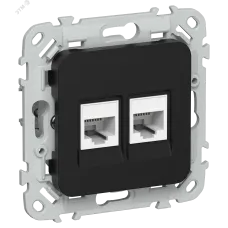 FLITE Розетка 2-местная компьютерная RJ45 категория 6 UTP РК6-2-0-ФлЧ черный IEK
