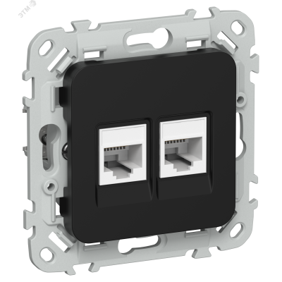 FLITE Розетка 2-местная компьютерная RJ45 категория 6 UTP РК6-2-0-ФлЧ черный IEK