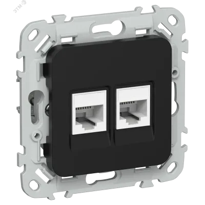 FLITE Розетка 2-местная компьютерная RJ45 категория 6 UTP РК6-2-0-ФлЧ черный IEK