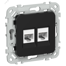 FLITE Розетка 2-местная RJ45/RJ11 категория 5Е/3 UTP РКТ5е/3-2-0-ФлЧ черный IEK