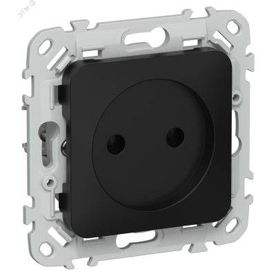 FLITE Розетка без заземления без защитных шторок безвинтовое крепление 10А РС01-1-ФлЧ черный IEK