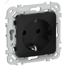 FLITE Розетка с заземлением без защитных шторок безвинтовое крепление 16А РС11-1-ФлЧ черный IEK