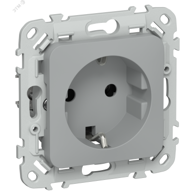 FLITE Розетка с заземлением без защитных шторок безвинтовое крепление 16А РС11-1-ФлС серый IEK