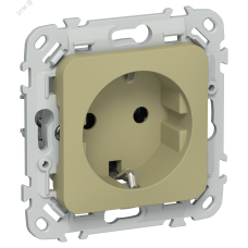 FLITE Розетка с заземлением без защитных шторок безвинтовое крепление 16А РС11-1-ФлО оливковый IEK