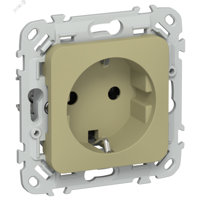 FLITE Розетка с заземлением без защитных шторок безвинтовое крепление 16А РС11-1-ФлО оливковый IEK
