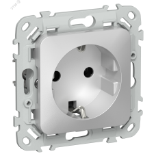 FLITE Розетка с заземлением без защитных шторок безвинтовое крепление 16А РС11-1-ФлА алюминий IEK