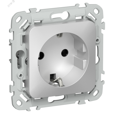 FLITE Розетка с заземлением без защитных шторок безвинтовое крепление 16А РС11-1-ФлА алюминий IEK
