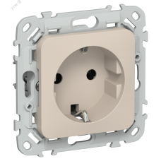 FLITE Розетка с заземлением без защитных шторок безвинтовое крепление 16А РС11-1-ФлЛ льняной IEK