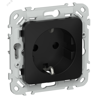 FLITE Розетка с заземлением без защитных шторок 16А РС11-0-ФлЧ черный IEK