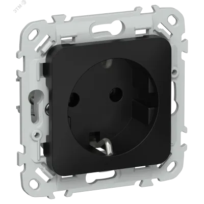 FLITE Розетка с заземлением без защитных шторок 16А РС11-0-ФлЧ черный IEK
