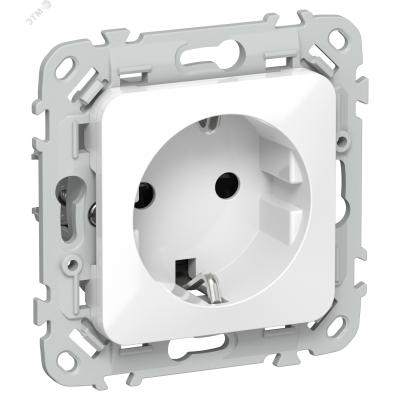 FLITE Розетка с заземлением с защитными шторками безвинтовое крепление 16А РСш11-1-ФлБ белый IEK