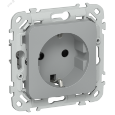 FLITE Розетка с заземлением с защитными шторками безвинтовое крепление 16А РСш11-1-ФлС серый IEK
