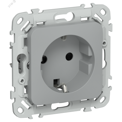 FLITE Розетка с заземлением с защитными шторками безвинтовое крепление 16А РСш11-1-ФлС серый IEK