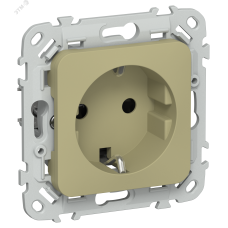FLITE Розетка с заземлением с защитными шторками безвинтовое крепление 16А РСш11-1-ФлО оливковый IEK