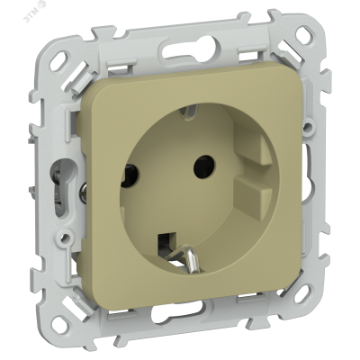 FLITE Розетка с заземлением с защитными шторками безвинтовое крепление 16А РСш11-1-ФлО оливковый IEK