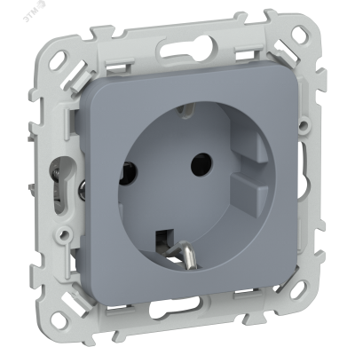 FLITE Розетка с заземлением с защитными шторками безвинтовое крепление 16А РСш11-1-ФлМ маренго IEK