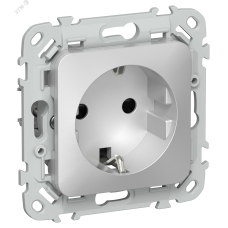 FLITE Розетка с заземлением с защитными шторками безвинтовое крепление 16А РСш11-1-ФлА алюминий IEK