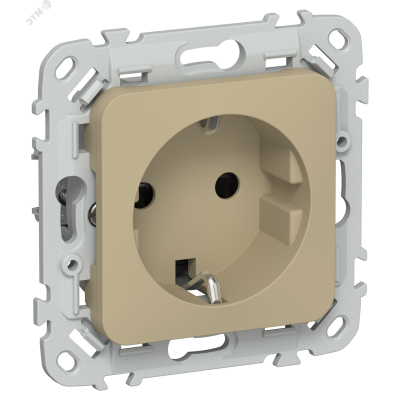FLITE Розетка с заземлением с защитными шторками безвинтовое крепление 16А РСш11-1-ФлХ хаки IEK