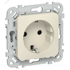 FLITE Розетка с заземлением с защитными шторками безвинтовое крепление 16А РСш11-1-ФлСл сливочный IEK