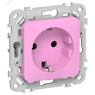 FLITE Розетка с заземлением с защитными шторками безвинтовое крепление 16А РСш11-1-ФлПр пурпурный IEK