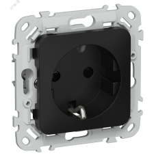 FLITE Розетка с заземлением с защитными шторками 16А РСш11-0-ФлЧ черный IEK