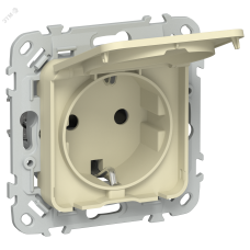 FLITE Розетка с заземлением с защитными шторками и крышкой безвинтовое крепление 16А IP44 РСшкр11-1-44-ФлН навахо IEK